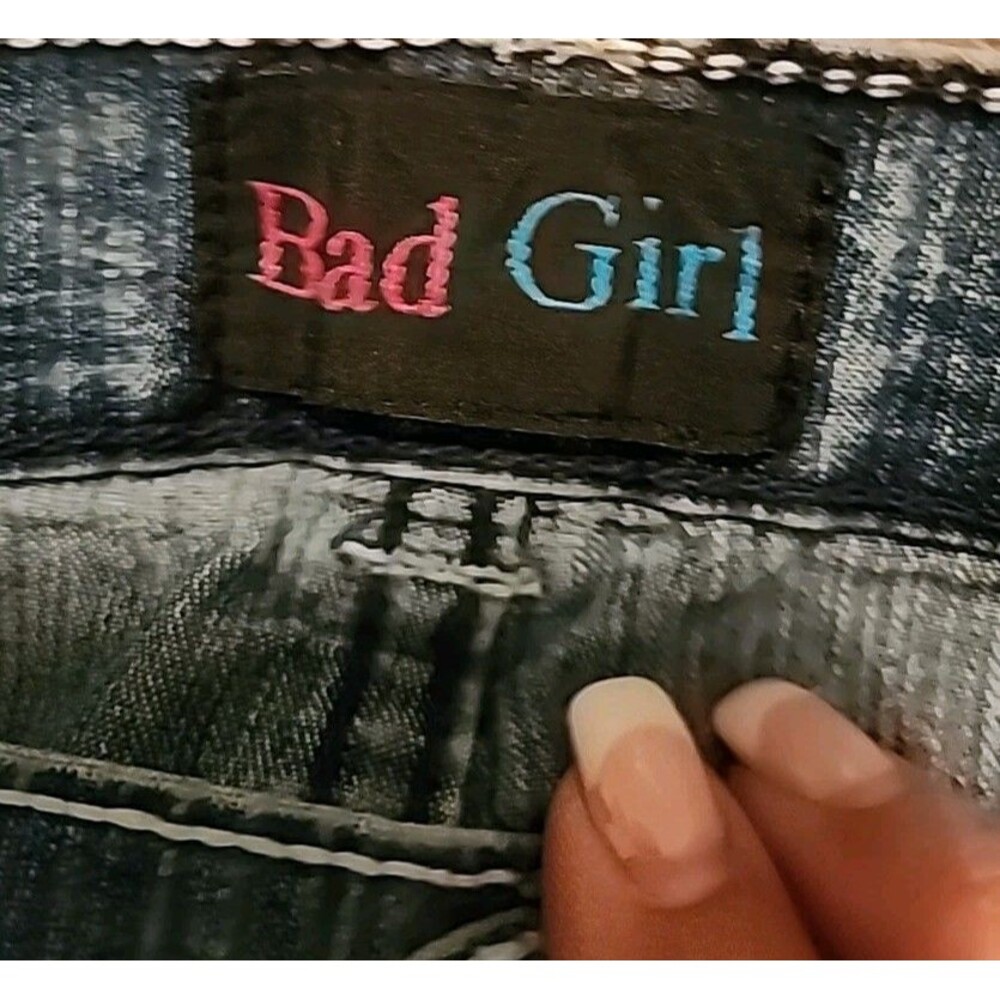 Vintage Bad Girl Jeans 7 Straight 29x30 Distressed Y2k Retro - Picture 7 of 14